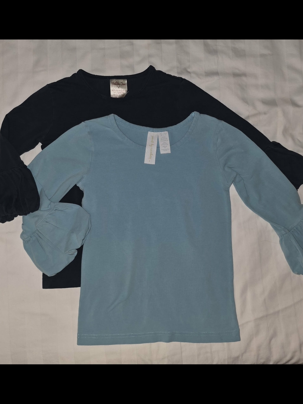 Matilda Jane Light Blue & Navy Puffer Sleeve Tops